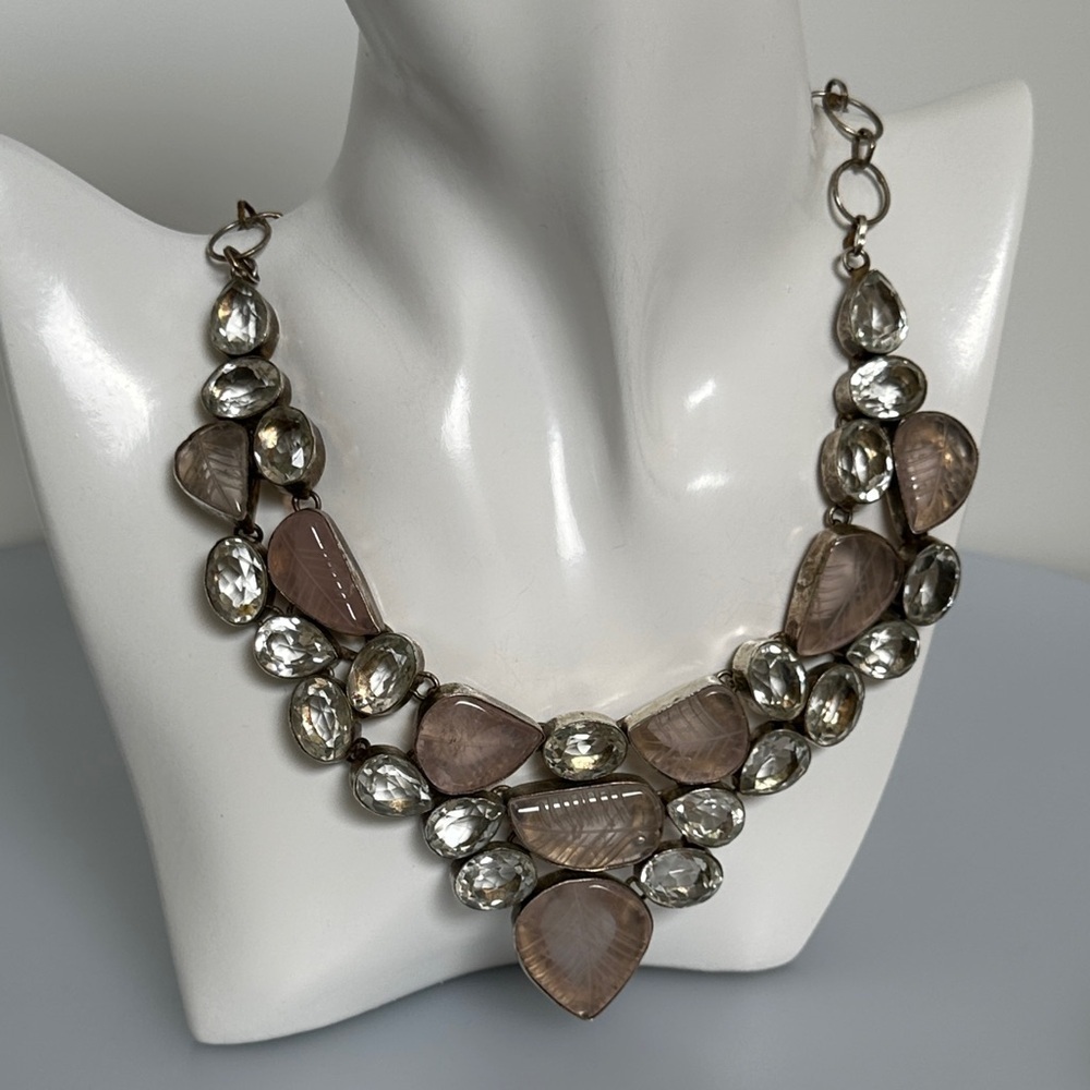 925 sterling silver Pink Jade Necklace
